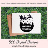 Our SVGs are great to create home decor, coffee mugs, tumblers, t-shirts, hoodies, kitchen towels, hot pads, and so much more!  Merry Christmas SVG, Santa's Sleigh PNG, Xmas Holiday DIY Gift for Her, Instant Download, Cricut and Silhouette, Commercial Use Cut File, Sign Template