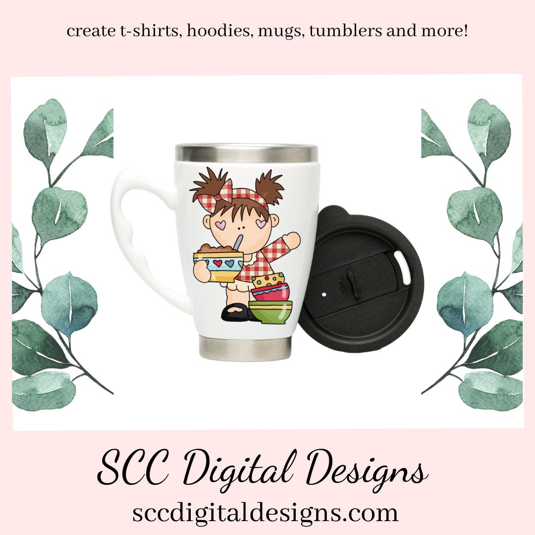 In the Kitchen PNG, Pigtail Girls, Eggs, Chicken, Utensils, DIY Gift for Her, DIY Printables, Exclusive Clipart Set, Instant Download, Commercial Use Clip Art, Scrapbook Elements, Craft Supplies, Personal Use