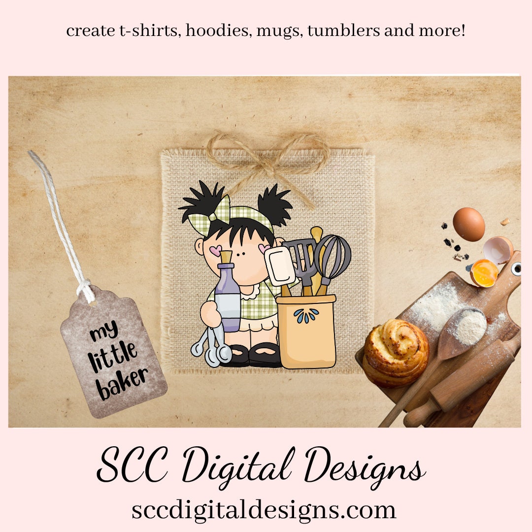 In the Kitchen PNG, Pigtail Girls, Eggs, Chicken, Utensils, DIY Gift for Her, DIY Printables, Exclusive Clipart Set, Instant Download, Commercial Use Clip Art, Scrapbook Elements, Craft Supplies, Personal Use