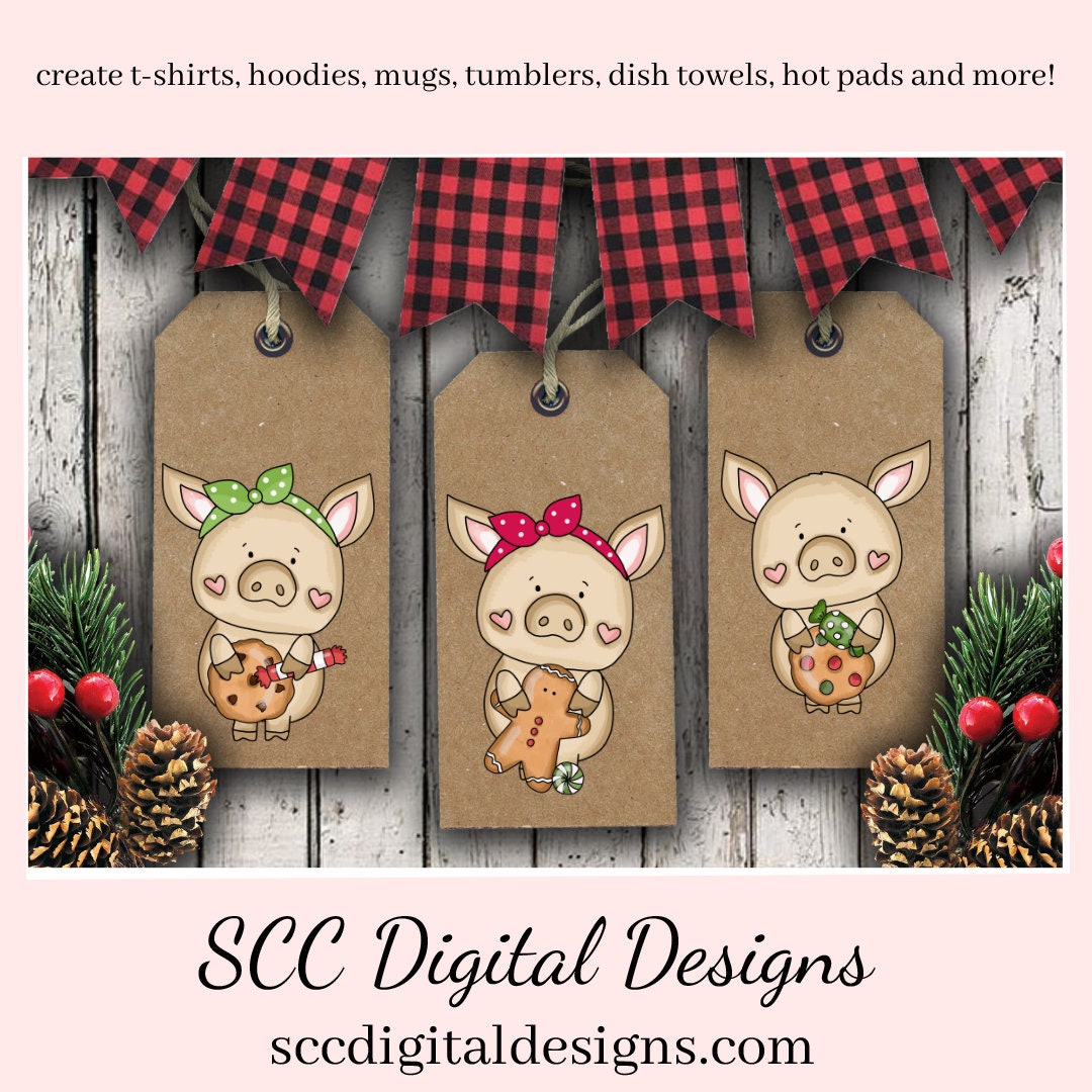Pig PNG, Christmas Treats, Xmas Cookies, Holiday Candy, DIY Gift for Her, DIY Printables, Exclusive Clipart Set, Instant Download, Commercial Use Clip Art, Scrapbook Elements, Craft Supplies, Scrapbook Elements, Personal Use, Piggy Lover Gifts