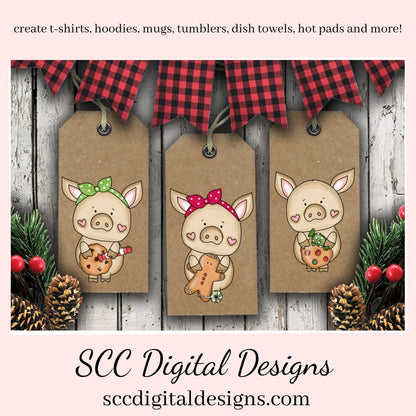 Pig PNG, Christmas Treats, Xmas Cookies, Holiday Candy, DIY Gift for Her, DIY Printables, Exclusive Clipart Set, Instant Download, Commercial Use Clip Art, Scrapbook Elements, Craft Supplies, Scrapbook Elements, Personal Use, Piggy Lover Gifts