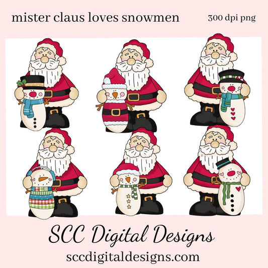 Santa Claus PNG, Snowmen, Snowman, Red White Hat, DIY Gift for Her, DIY Printables, Exclusive Clipart Set, Instant Download, Commercial Use Clip Art, Scrapbook Elements, Craft Supplies, Scrapbook Elements, Personal Use, Christmas Clipart, Xmas Hats