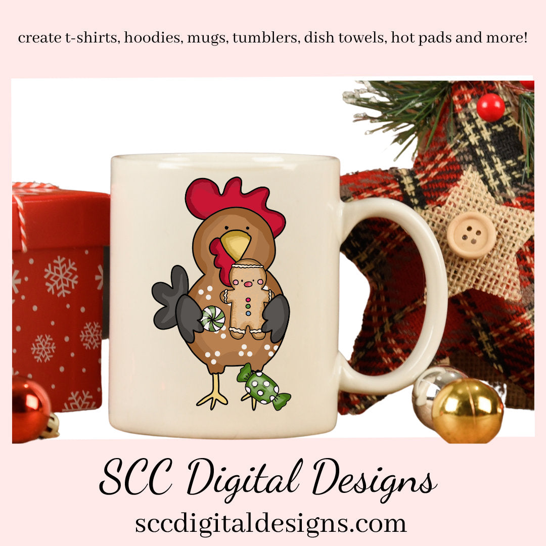 Funny Chicken PNG, Christmas Treat, Xmas Tree, Holiday Candy, Chocolate Chip Cookies, Gingerbread, DIY Gift for Her, DIY Printables, Exclusive Clipart Set, Instant Download, Commercial Use Clip Art, Scrapbook Elements, Craft Supplies, Scrapbook Elements, Personal Use