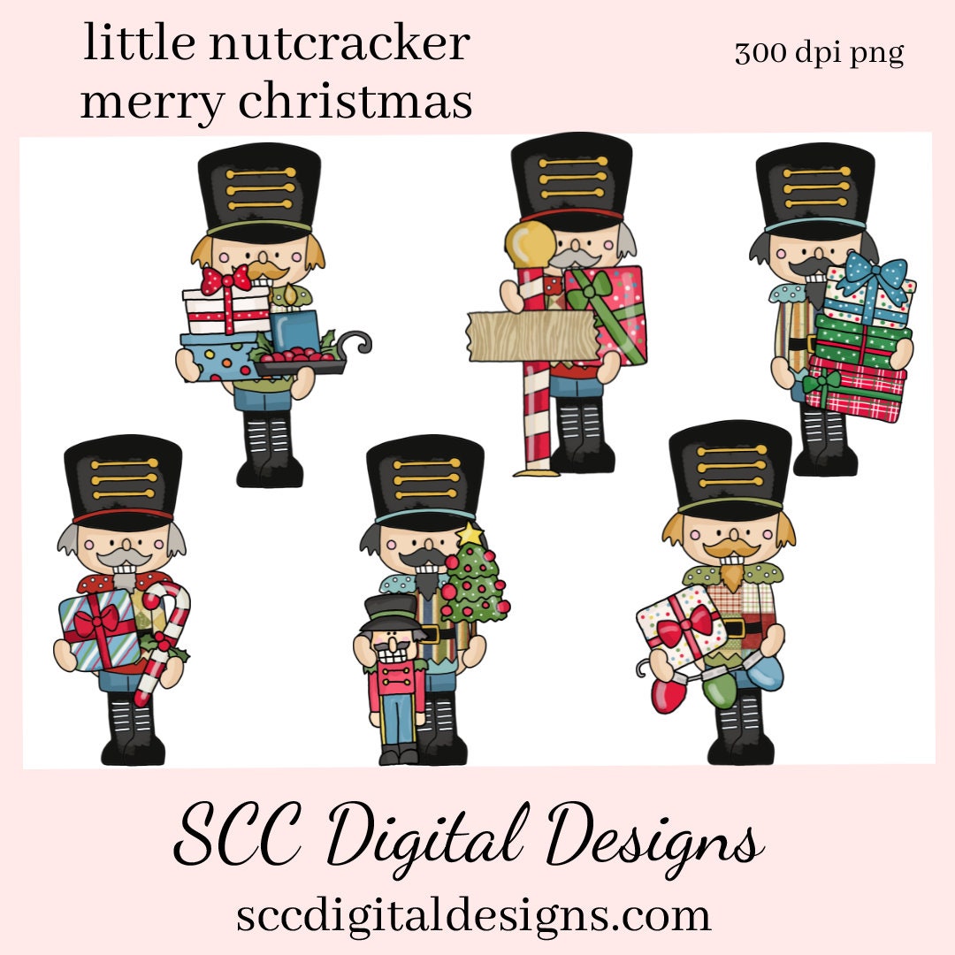 Nutcracker Christmas PNG, Xmas Tree, Holiday Gifts, Christmas Lights, Wrapped Presents, DIY Gift for Her, DIY Printables, Exclusive Clipart Set, Instant Download, Commercial Use Clip Art, Scrapbook Elements, Craft Supplies, Scrapbook Elements, Personal Use