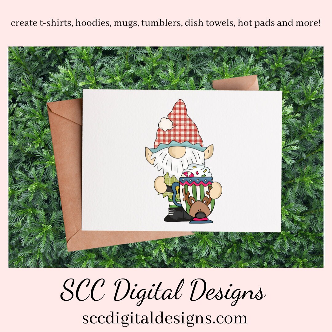 Our Clipart collections are great to create home decor, coffee mugs, tumblers, t-shirts, hoodies, kitchen towels, hot pads, and so much more!  Elf Gnome PNG, Cocoa Mugs, Hot Chocolate, Snowman, Snowmen, Reindeer, Santa, DIY Gift for Her, DIY Printables, Exclusive Clipart Set, Instant Download, Commercial Use Clip Art, Scrapbook Elements, Craft Supplies, Scrapbook Elements, Personal Use