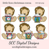  Lion Clipart, Cocoa Mug, Reindeer, Santa, Christmas PNG, DIY Gift for Her, DIY Printables, Exclusive Clipart Set, Instant Download, Commercial Use Clip Art, Scrapbook Elements, Craft Supplies, Personal Use, Christmas Clipart, Snowmen, Snowman
