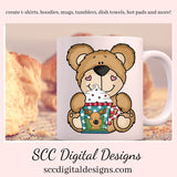 Christmas Bear PNG, Cocoa Mugs, Reindeer, Snowman, Snowmen, Santa, DIY Gift for Her, DIY Printables, Exclusive Clipart Set, Instant Download, Commercial Use Clip Art, Scrapbook Elements, Craft Supplies, Personal Use, Christmas Clipart