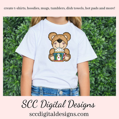 Christmas Bear PNG, Cocoa Mugs, Reindeer, Snowman, Snowmen, Santa, DIY Gift for Her, DIY Printables, Exclusive Clipart Set, Instant Download, Commercial Use Clip Art, Scrapbook Elements, Craft Supplies, Personal Use, Christmas Clipart