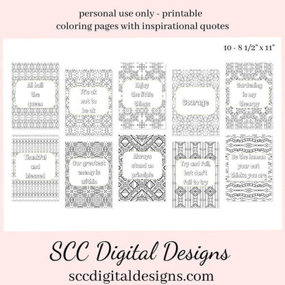Adult Coloring Pages 4, Mandala Printable Wall Art, Geometric Shapes, Print at Home, Inspirational Quotes, Fun Educational, Instant Download, Personal Use Instant Download, Personal Use