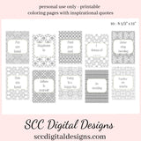 We have included quotes for every mood. Our geometric designs are ready for you to print, and easy to color. Each page is unique with a full page design, and quote. Use pages separately and/or add to your daily planner. Quotes are a great reminder to always believe in yourself! I use them daily!