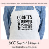 Our SVGs are great to create home decor, coffee mugs, tumblers, t-shirts, hoodies, kitchen towels, hot pads, and so much more!  Cookies SVG, Chocolate Chip, Gingerbread, Oatmeal, Sugar, Bakery PNG, DIY Gift for Her, Cricut & Silhouette Design, Commercial Use Cut File, Instant Download, Sign Template