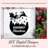 Our SVGs are great to create home decor, coffee mugs, tumblers, t-shirts, hoodies, kitchen towels, hot pads, and so much more!  Merry Christmas SVG, Santa's Sleigh PNG, Xmas Holiday DIY Gift for Her, Instant Download, Cricut and Silhouette, Commercial Use Cut File, Sign Template