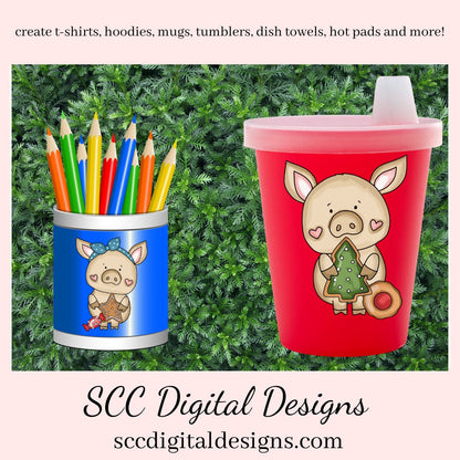 Pig PNG, Christmas Treats, Xmas Cookies, Holiday Candy, DIY Gift for Her, DIY Printables, Exclusive Clipart Set, Instant Download, Commercial Use Clip Art, Scrapbook Elements, Craft Supplies, Scrapbook Elements, Personal Use, Piggy Lover Gifts