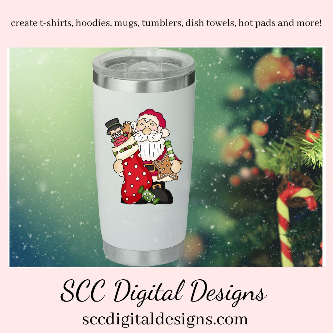 Santa Claus PNG, Christmas Stockings Nutcracker Xmas Cookies, Red White Hat, DIY Gift for Her, DIY Printables, Exclusive Clipart Set, Instant Download, Commercial Use Clip Art, Scrapbook Elements, Craft Supplies, Scrapbook Elements, Personal Use, Christmas Clipart, Xmas Hats