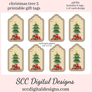Printable Gift Tag Christmas Tree, Xmas Gifts, Holiday Art, DIY Gift for Her, Print at Home Tags, Instant Download, Commercial Use Printable