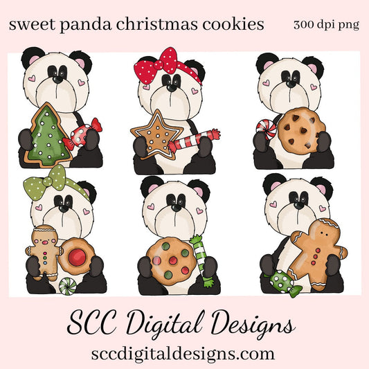 Panda PNG, Christmas Gingerbread, Xmas Cookies, Holiday Candy, DIY Gift for Her, DIY Printables, Exclusive Clipart Set, Instant Download, Commercial Use Clip Art, Scrapbook Elements, Craft Supplies, Personal Use, Christmas Clipart, Panda Bear