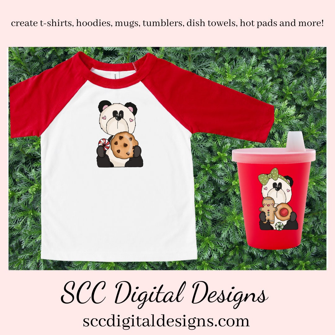 Panda PNG, Christmas Gingerbread, Xmas Cookies, Holiday Candy, DIY Gift for Her, DIY Printables, Exclusive Clipart Set, Instant Download, Commercial Use Clip Art, Scrapbook Elements, Craft Supplies, Personal Use, Christmas Clipart, Panda Bear