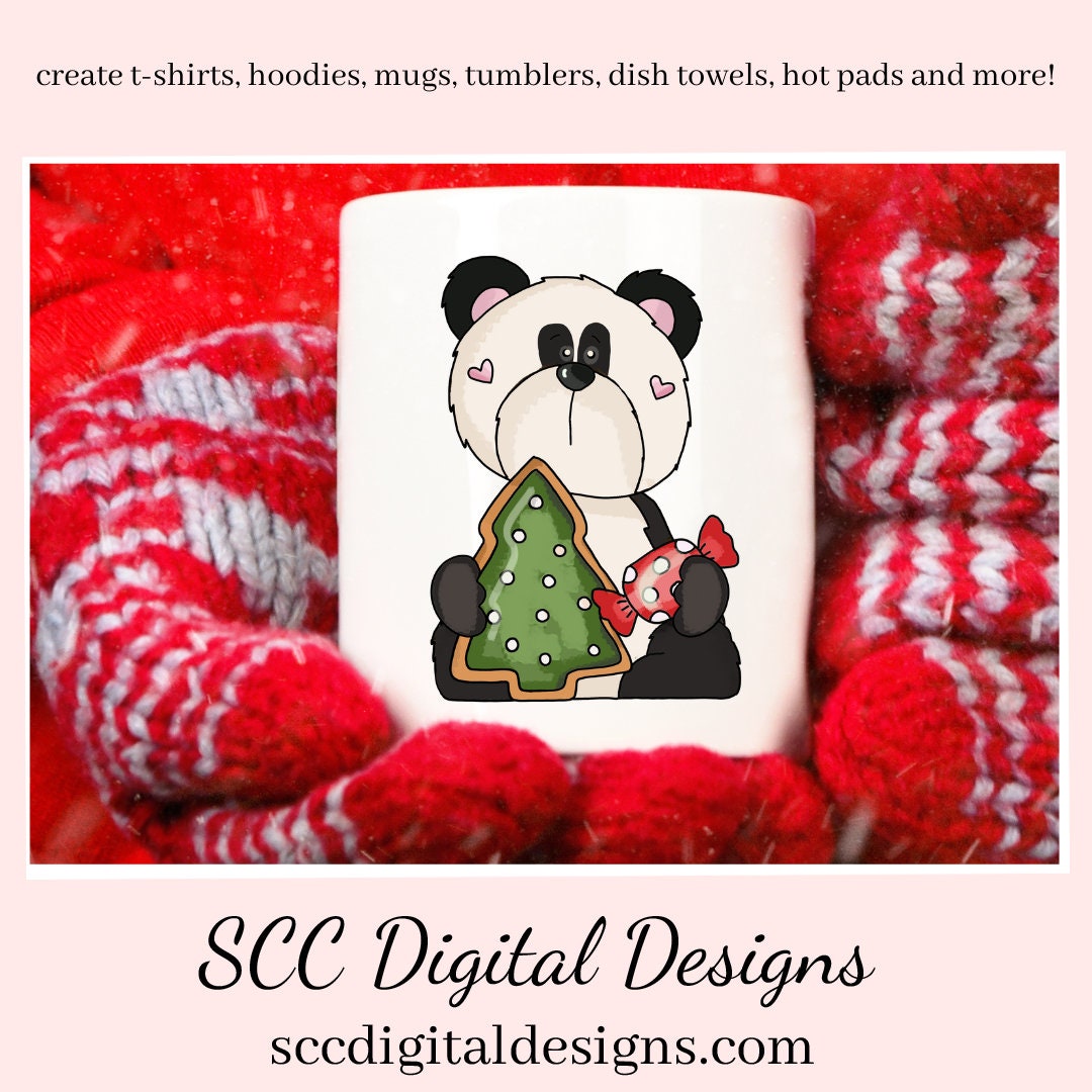 Panda PNG, Christmas Gingerbread, Xmas Cookies, Holiday Candy, DIY Gift for Her, DIY Printables, Exclusive Clipart Set, Instant Download, Commercial Use Clip Art, Scrapbook Elements, Craft Supplies, Personal Use, Christmas Clipart, Panda Bear