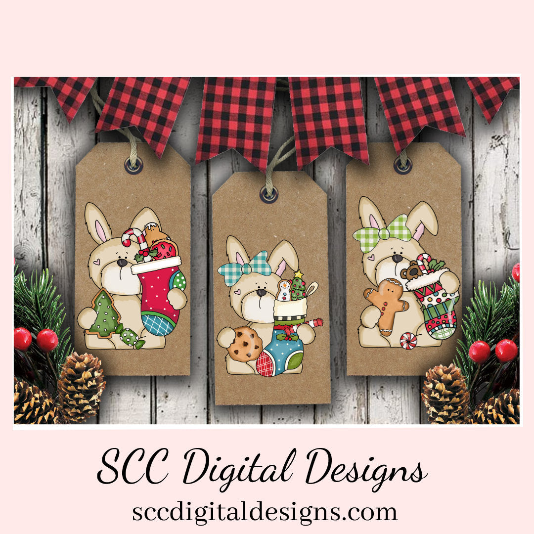 Rabbit PNG, Christmas Stockings, Xmas Cookies, Holiday Candy, DIY Gift for Her, DIY Printables, Exclusive Clipart Set, Instant Download, Commercial Use Clip Art, Scrapbook Elements, Craft Supplies, Personal Use, Christmas Clipart