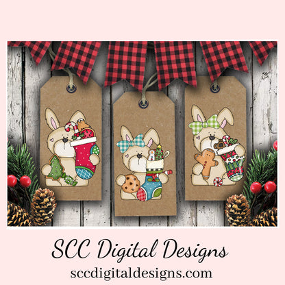 Rabbit PNG, Christmas Stockings, Xmas Cookies, Holiday Candy, DIY Gift for Her, DIY Printables, Exclusive Clipart Set, Instant Download, Commercial Use Clip Art, Scrapbook Elements, Craft Supplies, Personal Use, Christmas Clipart