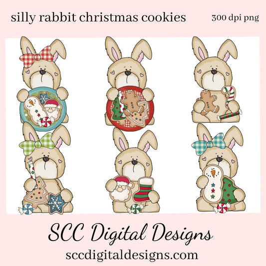 Rabbit PNG, Snowman, Snowmen, Xmas Cookies, Holiday Candy, Santa, Candy Cane, DIY Gift for Her, DIY Printables, Exclusive Clipart Set, Instant Download, Commercial Use Clip Art, Scrapbook Elements, Craft Supplies, Personal Use, Christmas Clipart