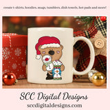 Santa Bear PNG, Snowman Soup, Cocoa Mugs, Snowmen, Santa Hat, DIY Gift for Her, DIY Printables, Exclusive Clipart Set, Instant Download, Commercial Use Clip Art, Scrapbook Elements, Craft Supplies, Personal Use, Christmas Clipart