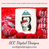 Penguin PNG, Snowman, Snowmen, Santa Hat, DIY Gift for Her, DIY Printables, Exclusive Clipart Set, Instant Download, Commercial Use Clip Art, Scrapbook Elements, Craft Supplies, Personal Use, Christmas Clipart