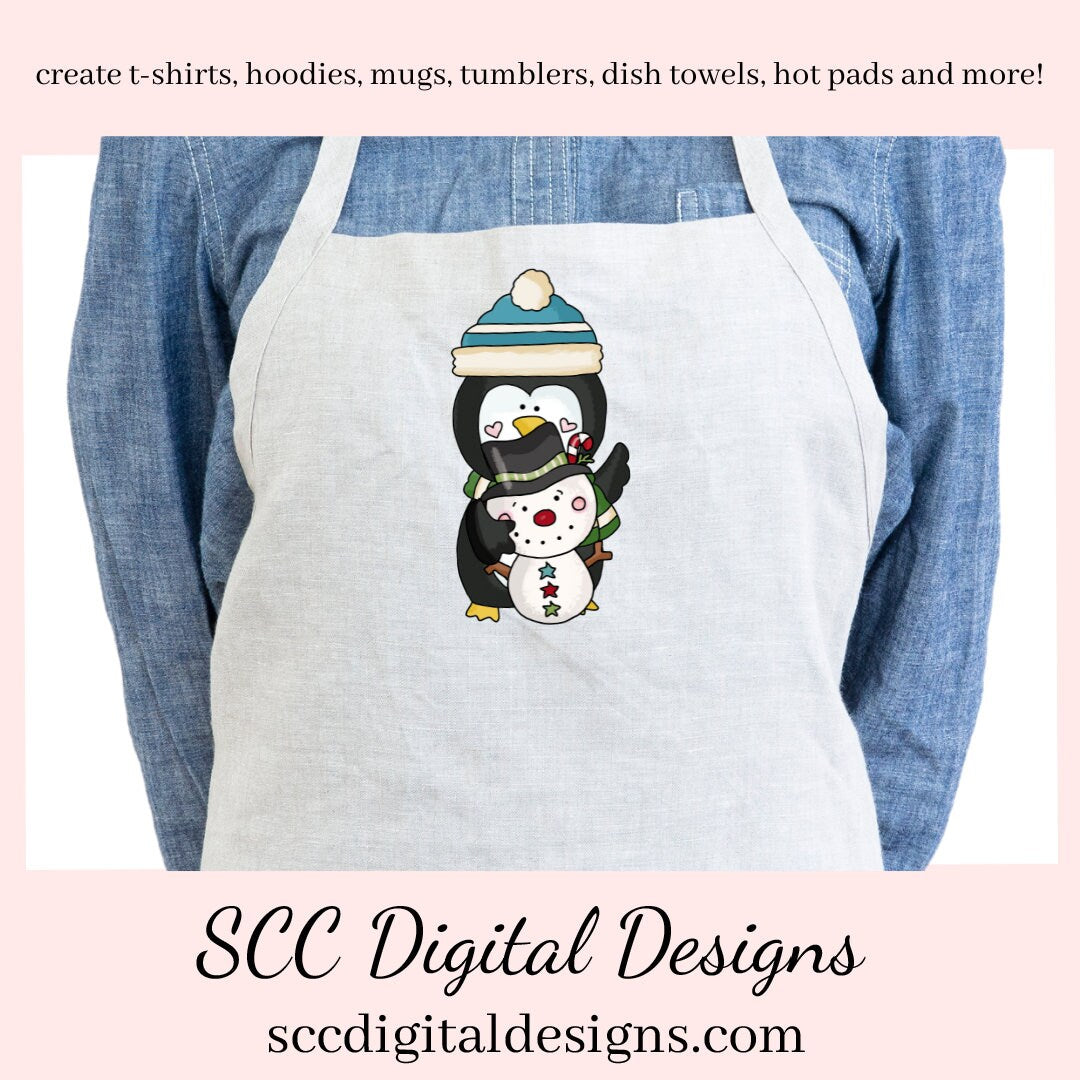 Penguin PNG, Snowman, Snowmen, Santa Hat, DIY Gift for Her, DIY Printables, Exclusive Clipart Set, Instant Download, Commercial Use Clip Art, Scrapbook Elements, Craft Supplies, Personal Use, Christmas Clipart