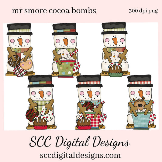 Smore Clipart, Cocoa Bombs, Chocolate Mug, Reindeer, DIY Gift for Her, DIY Printables, Exclusive Clipart Set, Instant Download, Commercial Use Clip Art, Scrapbook Elements, Craft Supplies, Personal Use, Christmas Clipart