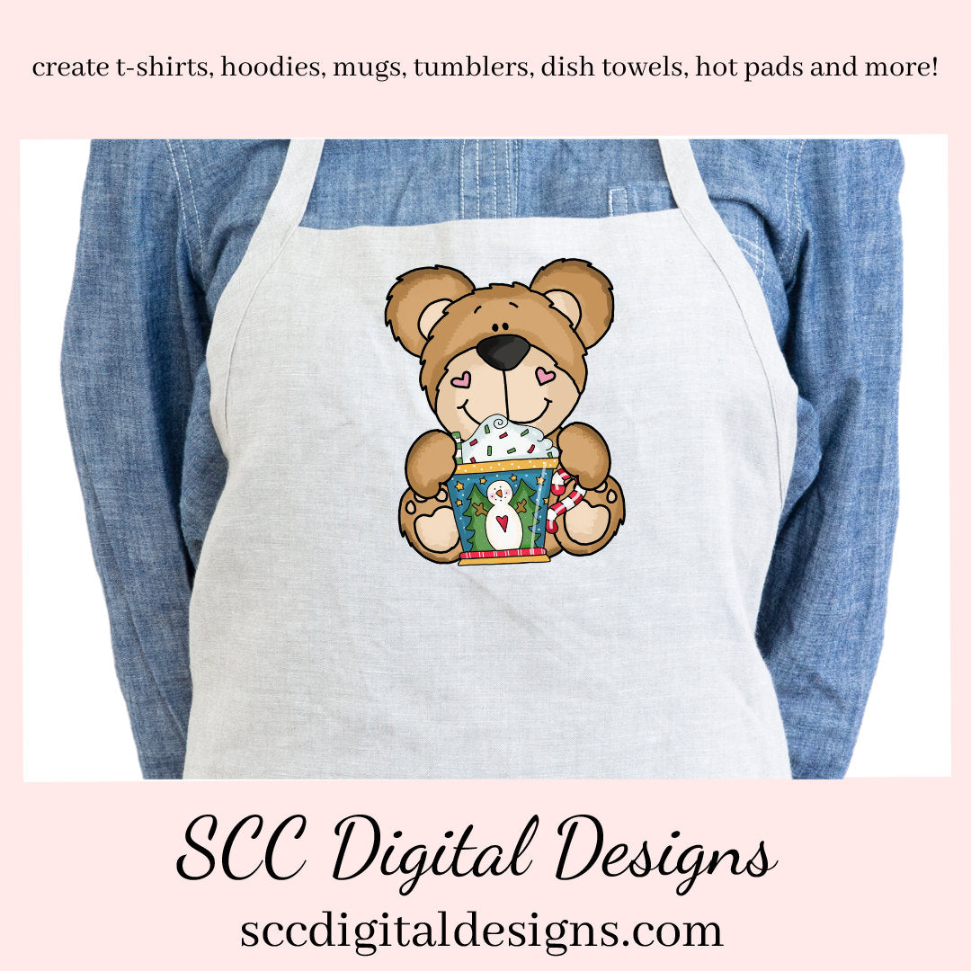 Christmas Bear PNG, Cocoa Mugs, Reindeer, Snowman, Snowmen, Santa, DIY Gift for Her, DIY Printables, Exclusive Clipart Set, Instant Download, Commercial Use Clip Art, Scrapbook Elements, Craft Supplies, Personal Use, Christmas Clipart