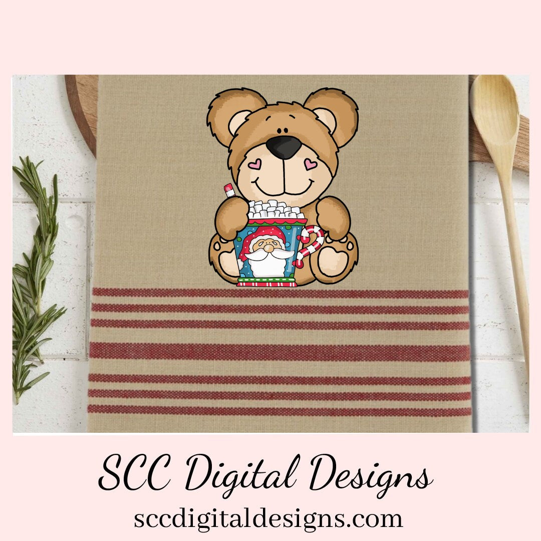 Christmas Bear PNG, Cocoa Mugs, Reindeer, Snowman, Snowmen, Santa, DIY Gift for Her, DIY Printables, Exclusive Clipart Set, Instant Download, Commercial Use Clip Art, Scrapbook Elements, Craft Supplies, Personal Use, Christmas Clipart