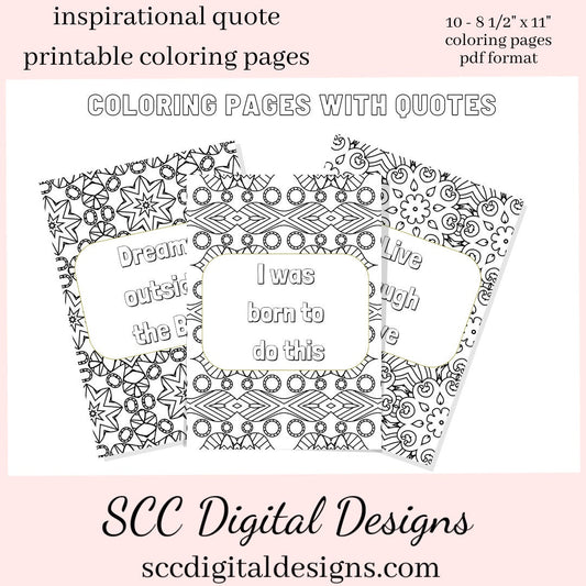 Adult Coloring Pages, Mandala Printable Wall Art, Geometric Shapes, Print at Home, Inspirational Quotes, Fun Educational, Instant Download, Personal Use Instant Download, Personal Use