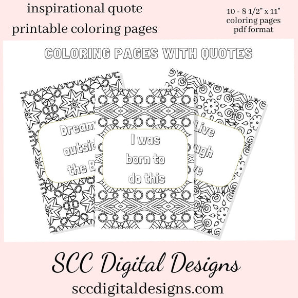 Adult Coloring Pages, Mandala Printable Wall Art, Geometric Shapes, Print at Home, Inspirational Quotes, Fun Educational, Instant Download, Personal Use Instant Download, Personal Use
