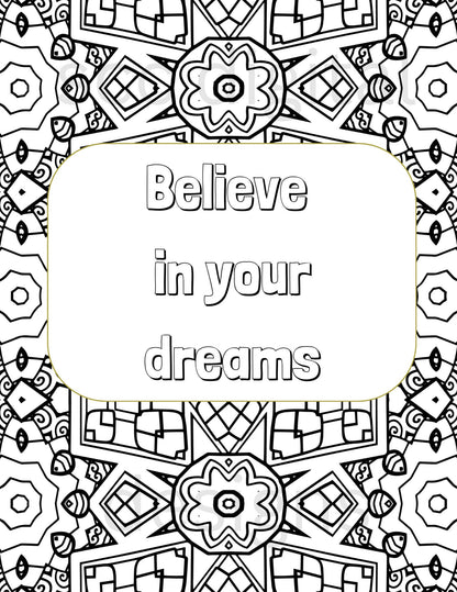 Adult Coloring Pages, Mandala Printable Wall Art, Geometric Shapes, Print at Home, Inspirational Quotes, Fun Educational, Instant Download, Personal Use Instant Download, Personal Use