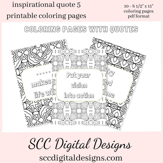 Adult Coloring Pages 5, Mandala Printable Wall Art, Geometric Shapes, Print at Home, Inspirational Quotes, Fun Educational, Instant Download, Personal Use Instant Download, Personal Use, Aim Higher, Try and Stop Me
