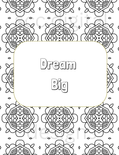 Adult Coloring Pages 5, Mandala Printable Wall Art, Geometric Shapes, Print at Home, Inspirational Quotes, Fun Educational, Instant Download, Personal Use Instant Download, Personal Use, Aim Higher, Try and Stop Me