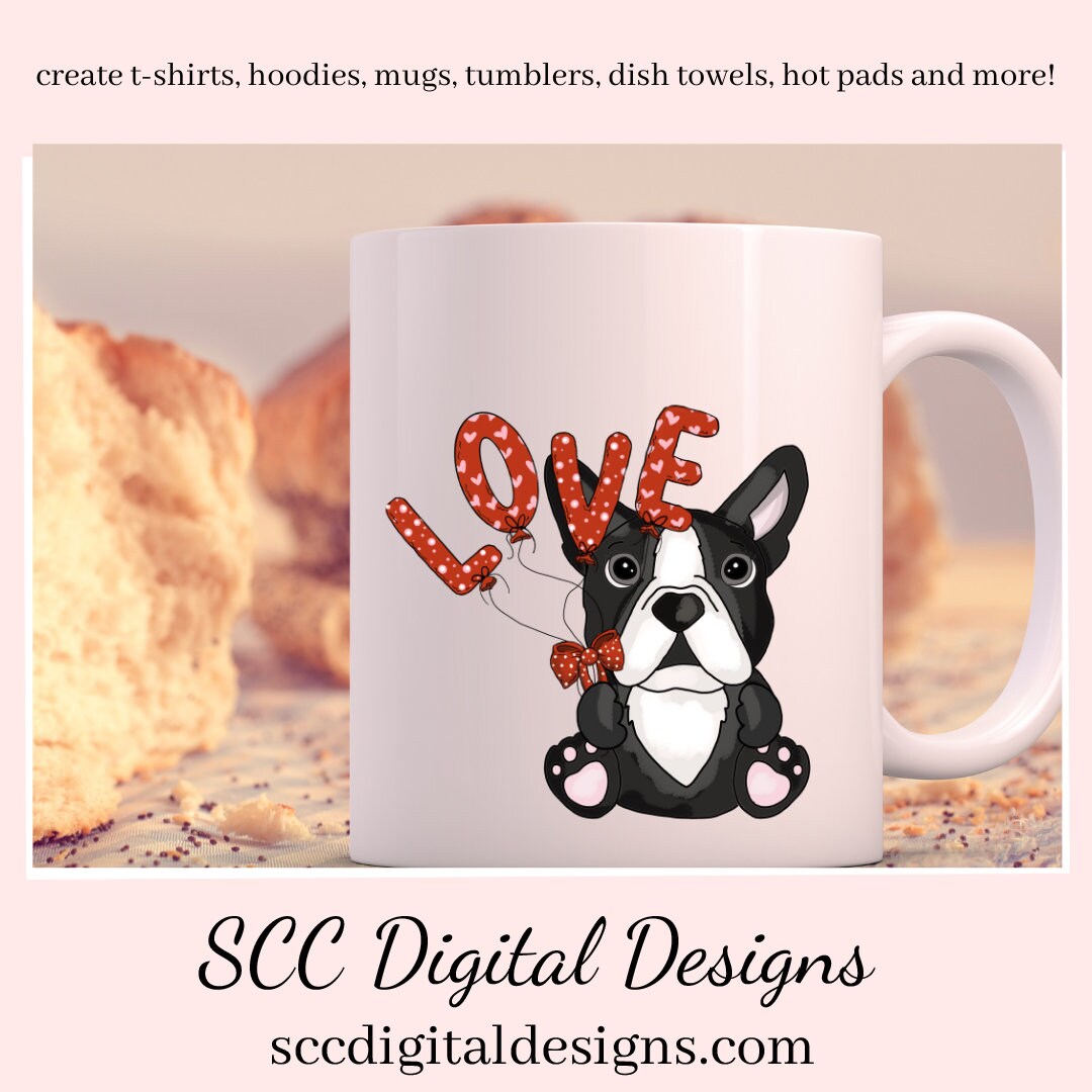 Boston Terrier PNG, Valentine's Clip Art, Black & White Dog, DIY Gift for Her, Instant Download, Dog Clip Art PNG, Commercial Use Art, Scrapbook Elements, Dog PNG for Tumblers, Clipart for Stickers, Clip Art for Kids, Old Red Truck, Dog Lover Gift For Women