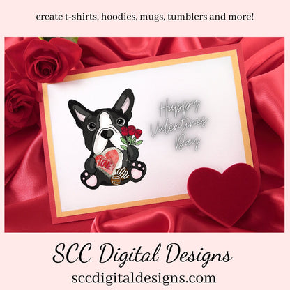Boston Terrier PNG, Valentine's Clip Art, Black & White Dog, DIY Gift for Her, Instant Download, Dog Clip Art PNG, Commercial Use Art, Scrapbook Elements, Dog PNG for Tumblers, Clipart for Stickers, Clip Art for Kids, Old Red Truck, Dog Lover Gift For Women