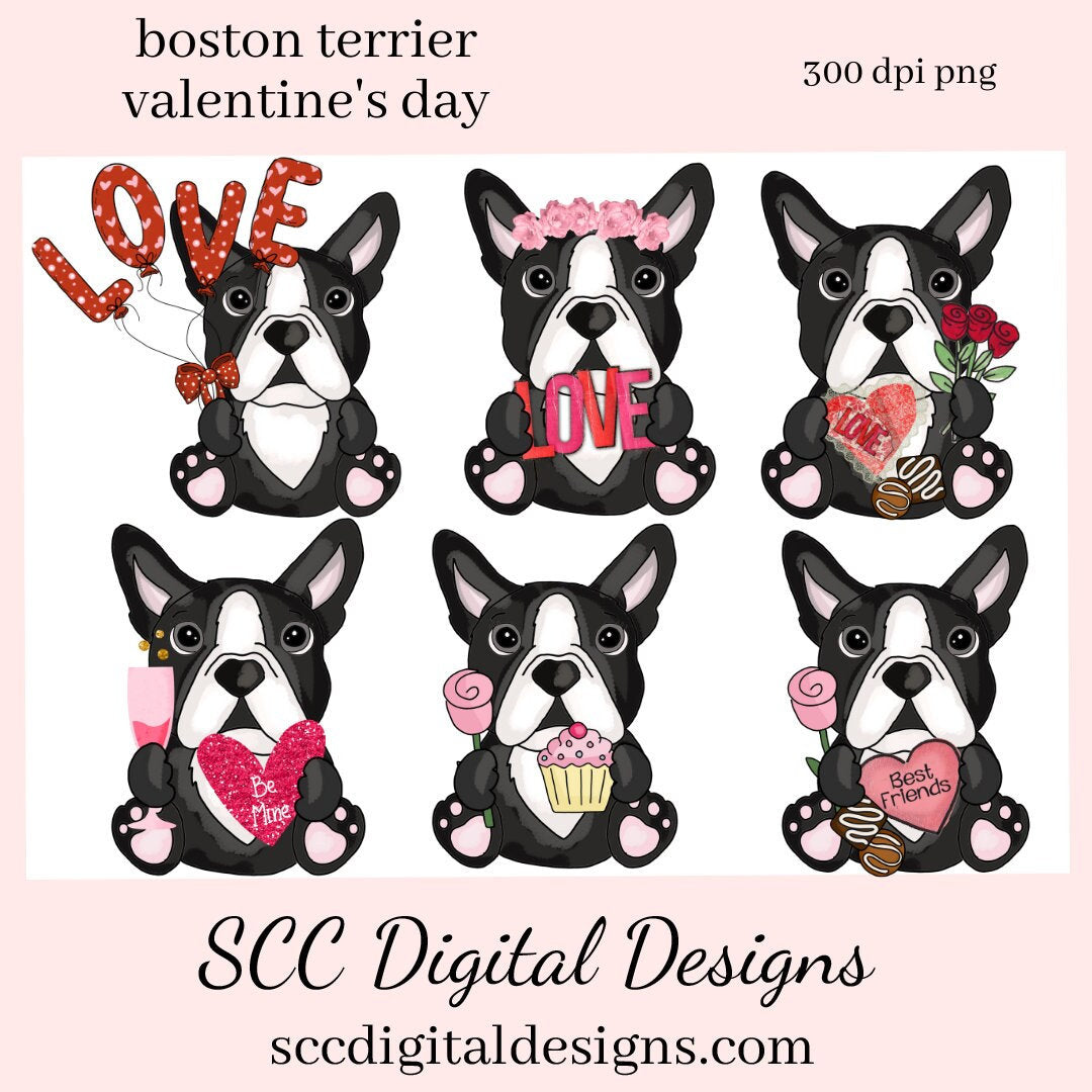 Boston Terrier PNG, Valentine's Clip Art, Black & White Dog, DIY Gift for Her, Instant Download, Dog Clip Art PNG, Commercial Use Art, Scrapbook Elements, Dog PNG for Tumblers, Clipart for Stickers, Clip Art for Kids, Old Red Truck, Dog Lover Gift For Women