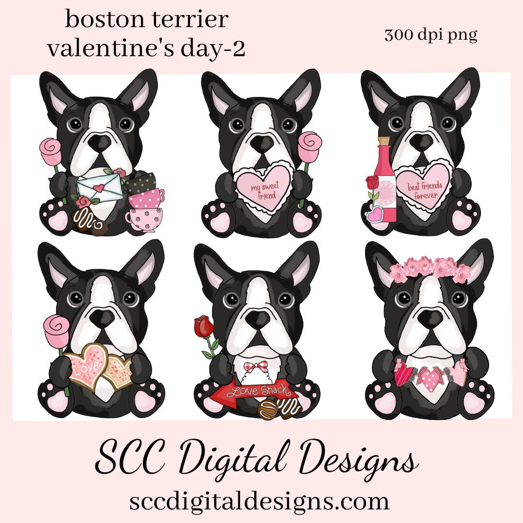 Boston Terrier PNG, Valentine's Clip Art, Black & White Dog, DIY Gift for Her, Instant Download, Dog Clip Art PNG, Commercial Use Art, Scrapbook Elements, Dog PNG for Tumblers, Clipart for Stickers, Clip Art for Kids, Old Red Truck, Dog Lover Gift For Women
