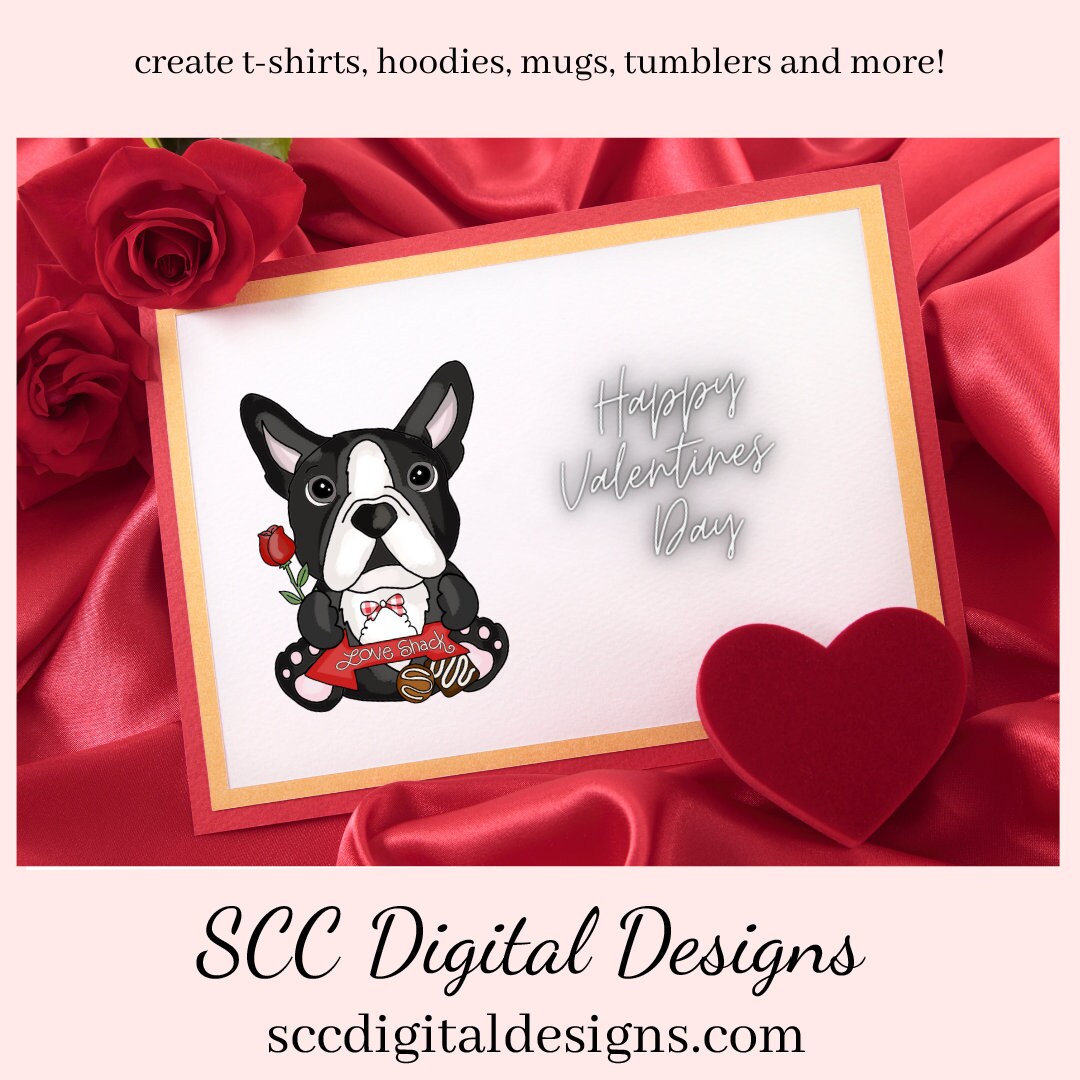 Boston Terrier PNG, Valentine's Clip Art, Black & White Dog, DIY Gift for Her, Instant Download, Dog Clip Art PNG, Commercial Use Art, Scrapbook Elements, Dog PNG for Tumblers, Clipart for Stickers, Clip Art for Kids, Old Red Truck, Dog Lover Gift For Women
