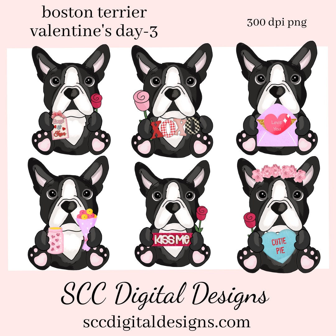 Boston Terrier PNG, Valentine's Clip Art, Black & White Dog, DIY Gift for Her, Instant Download, Dog Clip Art PNG, Commercial Use Art, Scrapbook Elements, Dog PNG for Tumblers, Clipart for Stickers, Clip Art for Kids, Old Red Truck, Dog Lover Gift For Women