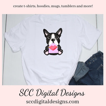 Boston Terrier PNG, Valentine's Clip Art, Black & White Dog, DIY Gift for Her, Instant Download, Dog Clip Art PNG, Commercial Use Art, Scrapbook Elements, Dog PNG for Tumblers, Clipart for Stickers, Clip Art for Kids, Old Red Truck, Dog Lover Gift For Women