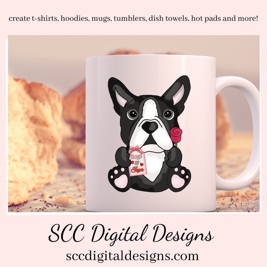 Boston Terrier PNG, Valentine's Clip Art, Black & White Dog, DIY Gift for Her, Instant Download, Dog Clip Art PNG, Commercial Use Art, Scrapbook Elements, Dog PNG for Tumblers, Clipart for Stickers, Clip Art for Kids, Old Red Truck, Dog Lover Gift For Women