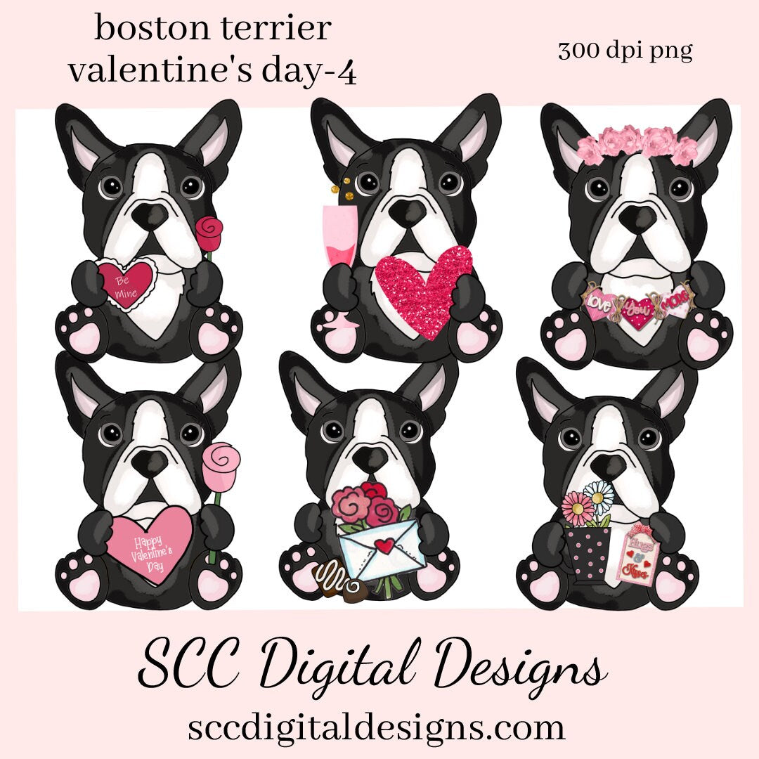 Boston Terrier PNG, Valentine's Clip Art, Black & White Dog, DIY Gift for Her, Instant Download, Dog Clip Art PNG, Commercial Use Art, Scrapbook Elements, Dog PNG for Tumblers, Clipart for Stickers, Clip Art for Kids, Old Red Truck, Dog Lover Gift For Women