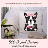 Boston Terrier PNG, Valentine's Clip Art, Black & White Dog, DIY Gift for Her, Instant Download, Dog Clip Art PNG, Commercial Use Art, Scrapbook Elements, Dog PNG for Tumblers, Clipart for Stickers, Clip Art for Kids, Old Red Truck, Dog Lover Gift For Women