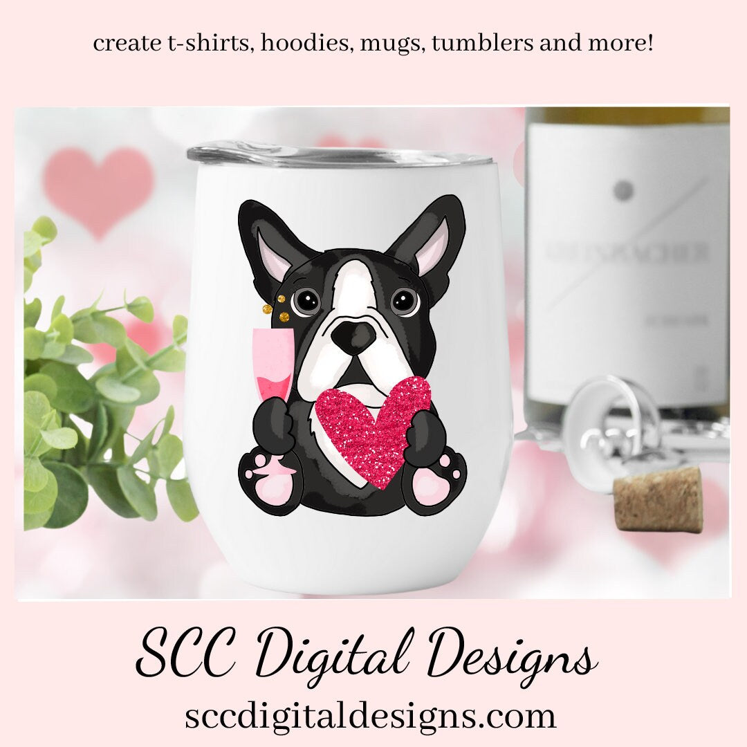 Boston Terrier PNG, Valentine's Clip Art, Black & White Dog, DIY Gift for Her, Instant Download, Dog Clip Art PNG, Commercial Use Art, Scrapbook Elements, Dog PNG for Tumblers, Clipart for Stickers, Clip Art for Kids, Old Red Truck, Dog Lover Gift For Women
