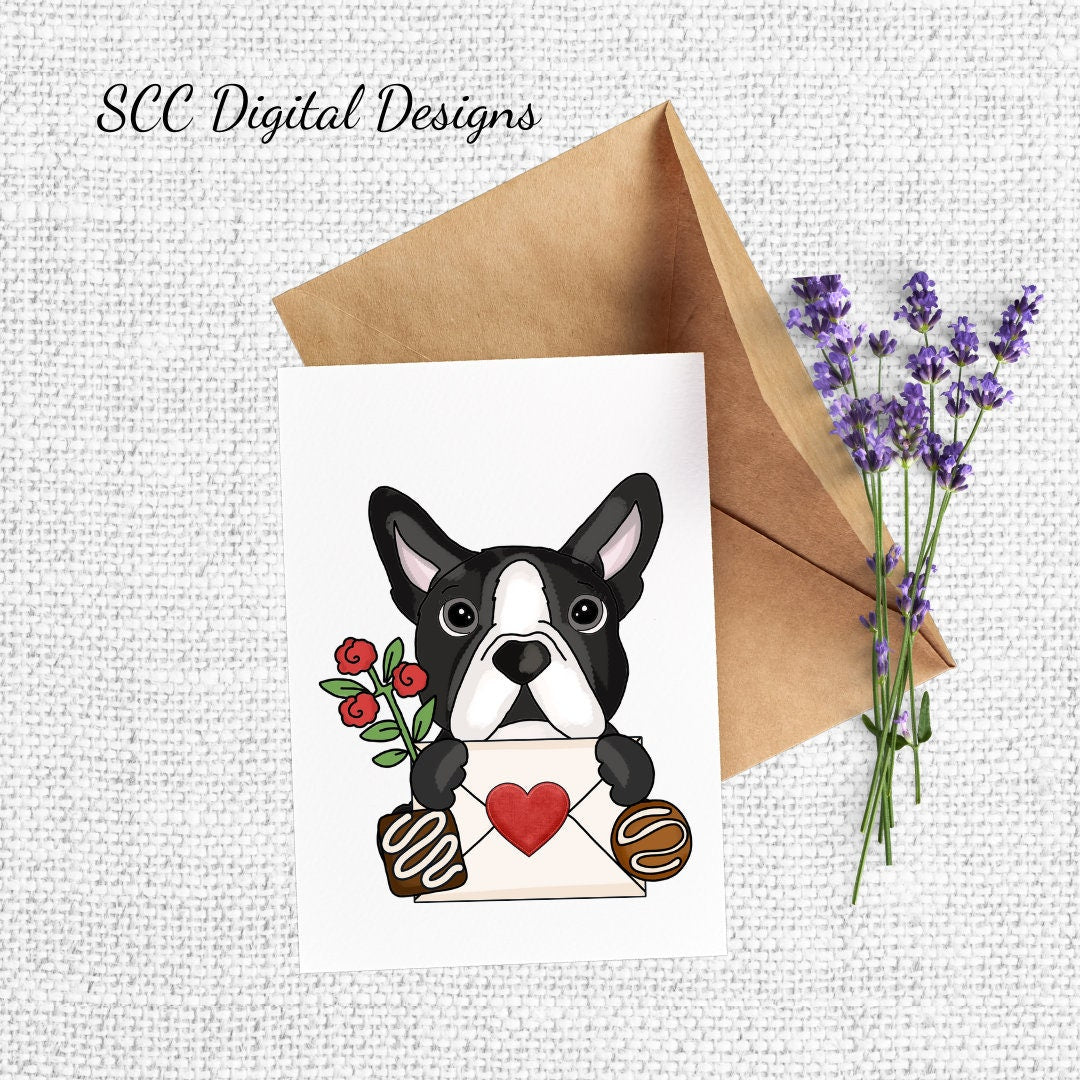 Boston Terrier PNG, Valentine's Clip Art, Black & White Dog, DIY Gift for Her, Instant Download, Dog Clip Art PNG, Commercial Use Art, Scrapbook Elements, Dog PNG for Tumblers, Clipart for Stickers, Clip Art for Kids, Old Red Truck, Dog Lover Gift For Women