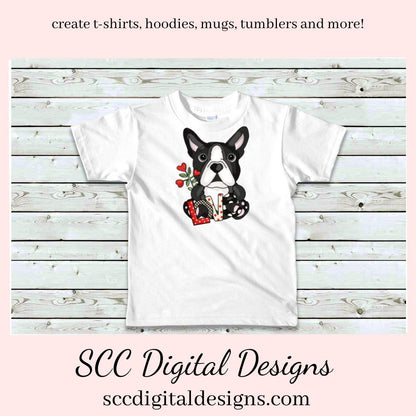 Boston Terrier PNG, Valentine's Clip Art, Black & White Dog, DIY Gift for Her, Instant Download, Dog Clip Art PNG, Commercial Use Art, Scrapbook Elements, Dog PNG for Tumblers, Clipart for Stickers, Clip Art for Kids, Old Red Truck, Dog Lover Gift For Women