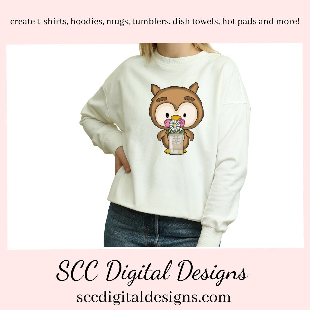 Cute Owls PNG, Coffee, Pink Roses, Clip Art Set, DIY Gift for Her, Owl PNG for Sublimation, Instant Download, Commercial Use Art, Scrapbook Elements, Commercial Use Clip Art, Whimsical Wildlife, Cricut Files